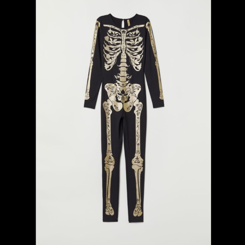 Hm h&m skeleton onesie Halloween costume sz m NWT
